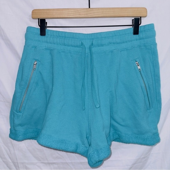 Bandier X Sincerely Jules Blue High Waisted Cotton Sweat Shorts size large - Picture 1 of 5